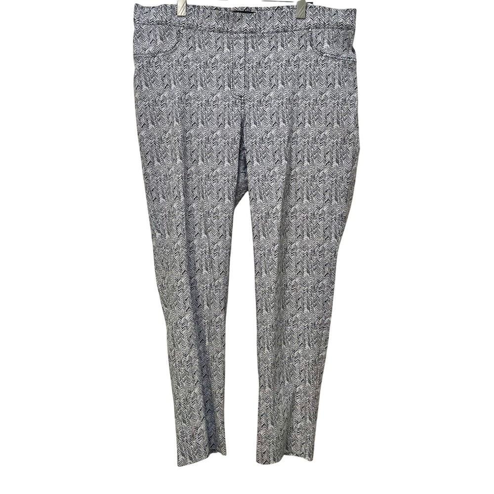 89th & Madison Womens XL Black White Chevron Herringbone Pull On‎ Pants